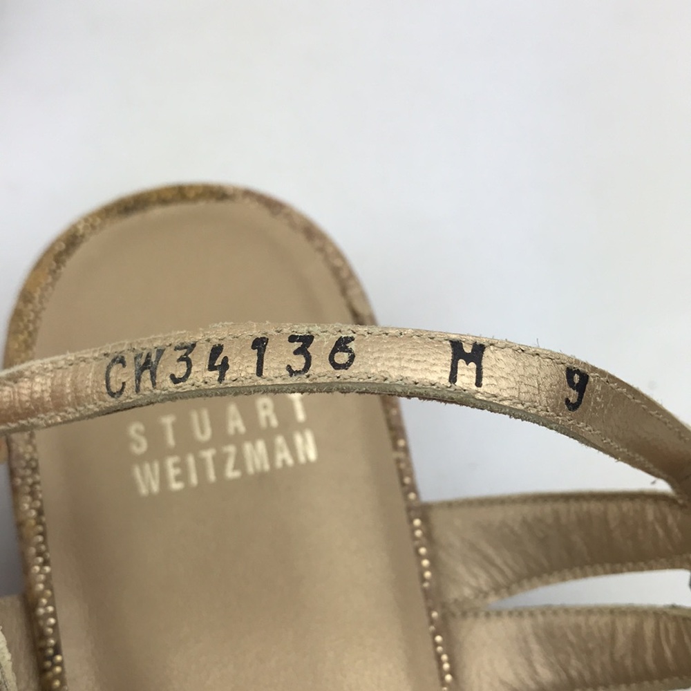 STUART WEITZMAN Metallic Gold Suede Animal Print Flats Sandals - Picture 10 of 16
